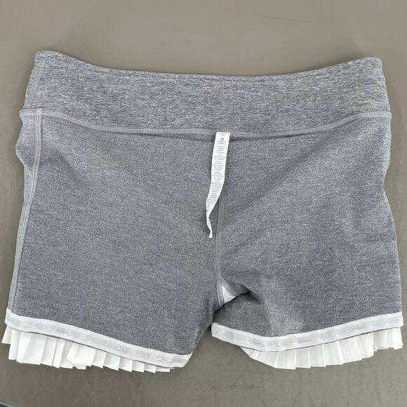 Lululemon Pleat to Street II White Gray Running Tennis Skirt Twirly Cute Size 10 - Picture 10 of 13